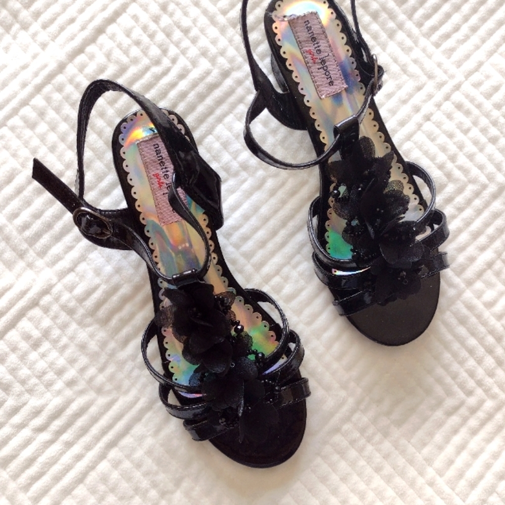 Girls black dressy sandals